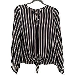 Express Black & White Long Sleeve Blouse